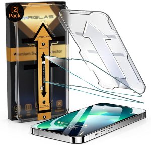 2-Pack iPhone 13 Pro/iPhone 13 Screen Protector  Diamond Hard Tempered Film 6.1''[Auto-Alignment Kit] [10X Military Grade Shatterproof] [Eye Protection] Tempered Glass Film[Case Friendly] [Bubbles Free]