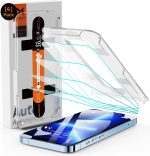 iPhone 13 Pro Max/iPhone 14 Plus Screen Protector Dimond Hard Tempered Glass Film[10X Military Shockproof], with Speaker Shield and Auto-Alignment Kit [Case Friendly][ Bubble Free]