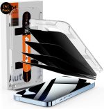 iPhone 13 Pro Max/iPhone 14 Plus Privacy Screen Protector Dimond Hard Tempered Glass Film[10X Military Shockproof], with Speaker Shield and Auto-Alignment Kit [Case Friendly][ Bubble Free]