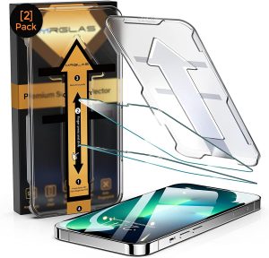2-Pack iPhone 13 Pro/ 13/ iPhone 14 Screen Protector Dimond Hard Tempered Glass Film[10X Military Shockproof], with Auto-Alignment Kit [Case Friendly][ Bubble Free] (Copy)