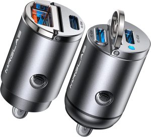 90W USB C Car Charger, 2-Pack Super Mini Metal USB C Car Charger Fast Charging Adapter [PD+QC]&[Dual PD]