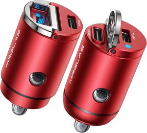 90W USB C Car Charger, 2-Pack Super Mini Metal USB C Car Charger Fast Charging Adapter [PD+QC]&[Dual PD]-Red