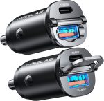 [2-Pack]125W USB C Car Charger, Mini Metal USB C Car Charger Adapter Fast Charging PD65W & QC60W Dual Port Type C Car Cigarette Lighter USB Charger for iPhone 14 13 ProMax iPad Samsung Macbook