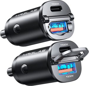 [2-Pack]125W USB C Car Charger, Mini Metal USB C Car Charger Adapter Fast Charging PD65W & QC60W Dual Port Type C Car Cigarette Lighter USB Charger for iPhone 14 13 ProMax iPad Samsung Macbook