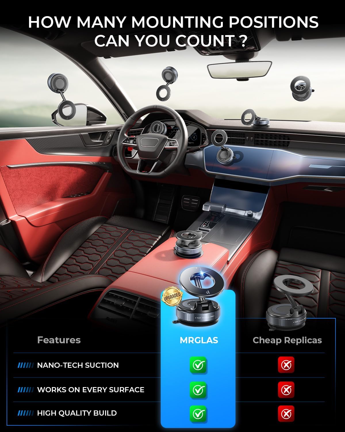 MRGLAS 2026 Upgraded for MagSafe Vacuum Car Phone Mount, Ultra Strong Magnetic Phone Holders for Your Car, 360° Adjustable Suction Cup Car Mount, for iPhone 12–17 Pro Max, Car & Truck Accessories - Image 2