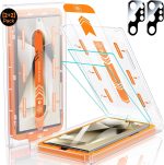 MRGLAS 2+2 Packs for Samsung Galaxy S24 Ultra Screen Protector 6.8'' with Camera Lens Protector [Auto-Dust Removal] [100% Fingerprint Unlock] HD 9H Tempered Glass 10X Military Protection, Zero-Bubble