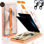 MRGLAS 2+2 Packs for Samsung Galaxy S24 Ultra Privacy Screen Protector 6.8 inch with Camera Lens Protector [Auto-Dust Removal] 9H Tempered Glass [10X Military Protection], Anti Spy Film, Zero-Bubble