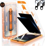 MRGLAS 2+2 Packs for Samsung Galaxy S25 Ultra Privacy Screen Protector 6.9'' with Camera Lens Protector [Auto-Dust Removal] 9H Tempered Glass [10X Military Protection], Anti Spy Film, Zero-Bubble