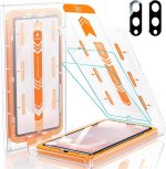 MRGLAS 2+2 Packs for Samsung Galaxy S25 Edge Screen Protector 6.7'' with Camera Lens Protector [Auto-Dust Removal] [100% Fingerprint Unlock] HD 9H Tempered Glass 10X Military Protection, Zero-Bubble