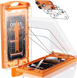 MRGLAS TOP 9H+ Glass 2+2 Packs for iPhone 17 Pro Screen Protector with Camera Lens Protector [Zero Bubble, Auto-Dust Removal] [10X Military Protection]17 Pro 6.3'' Tempered Glass Full Edge Coverage