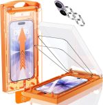 MRGLAS TOP 9H+ Glass 2+2 Packs for iPhone 17 Screen Protector with Camera Lens Protector [Zero Bubble, Auto-Dust Removal] [10X Military Protection]17 6.3'' Tempered Glass Full Edge Coverage HD Clear