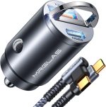 MRGLAS 90W Fast iPhone 17/16 Car Charger, USB C Car Charger with Type C Cable, PD45W & QC45W, Flush Fit, All Metal, Cigarette Lighter USB Adapter for iPhone 17 16 15 Pro Max Samsung S25 Ultra Pixel 10