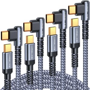 MRGLAS USB C to USB C Cable 60W [4-Pack, 10+6.6+3.3+1.6FT][90°, Gold-Plated] Type C Charger Fast Charging for iPhone 17 16 Pro Max 15 Plus, USB C Charger Cable for Samsung S25 S24,iPad Pro,MacBook Pro