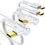 MRGLAS USB C to USB C Cable 60W 3.2A [2-Pack, 6.6+6.6FT] Type C Cable Right Angle Gold-Plated Nylon Braided Cord for iPhone 16 Pro Max 15 Plus Samsung S25 S24 S23 S22 iPad Pro MacBook