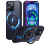 【Upgraded 360°】Designed for iPhone 16 Pro Max Case with Magnetic Invisible Stand [Military Drop Protection] [Compatible with MagSafe] Shockproof Slim Translucent Matte Promax Case 6.9 Inch, Black