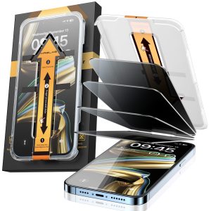 MRGLAS 4-Pack Privacy Screen Protector for iPhone 13 Pro Max [100% Anti-Spy][9H+ Military-Grade Aerospace Glass][Auto-Alignment Kits] Shatterproof Tempered Glass Film for 13 Pro Max 6.7" Zero-Bubble